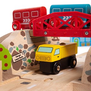 Ensemble route et rail en bois