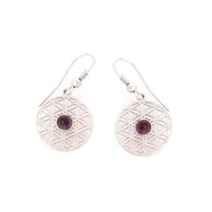 Boucle d'oreille argent amethyste