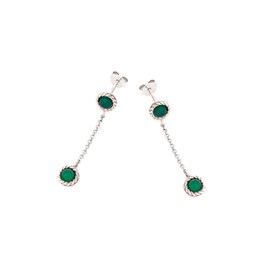 Boucle d'oreille argent agate verte
