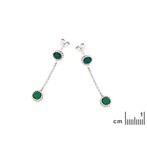 Boucle d'oreille argent agate verte