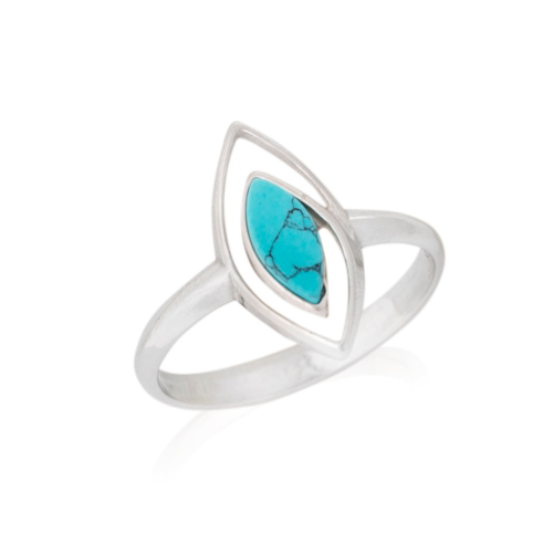 LaMaisonDelAmbre - Bague turquoise reconstituee argent