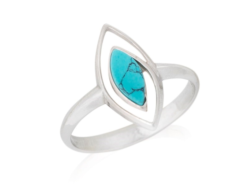 Bague turquoise reconstituee argent