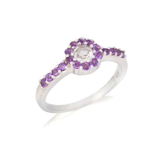 LaMaisonDelAmbre - Bague crystal de roche, amethyste