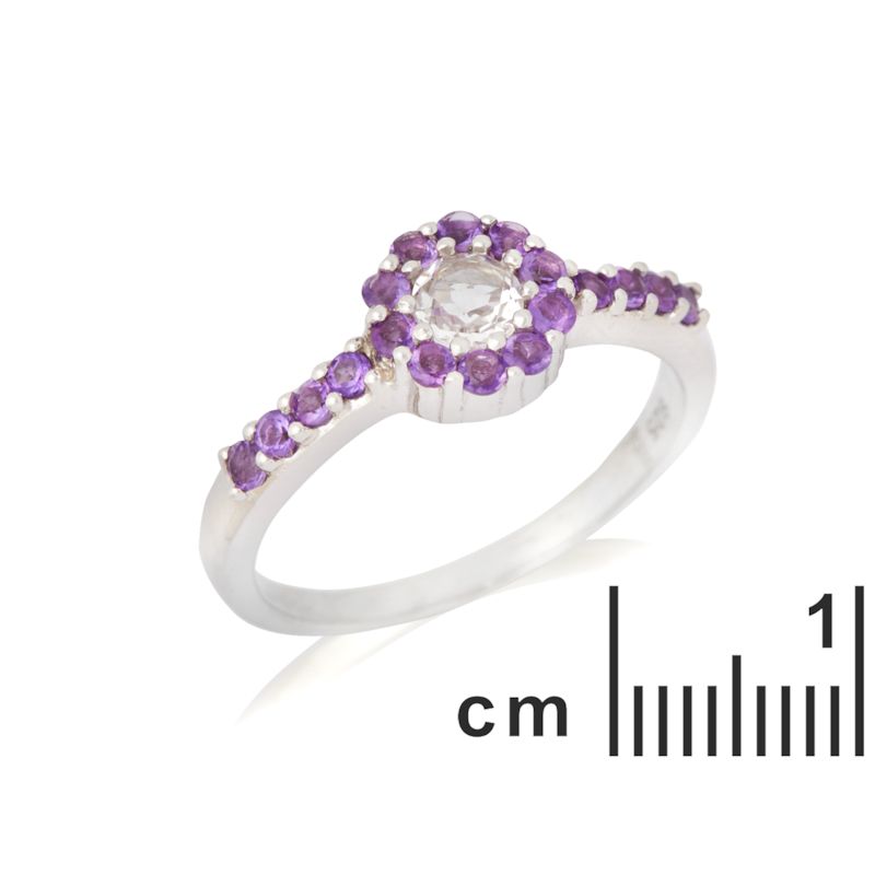 Bague crystal de roche, amethyste (LaMaisonDelAmbre) - Image 1