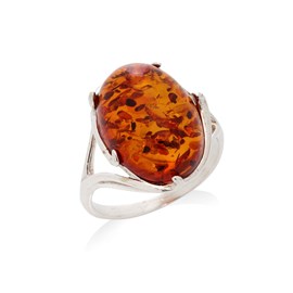 Bague argent ambre