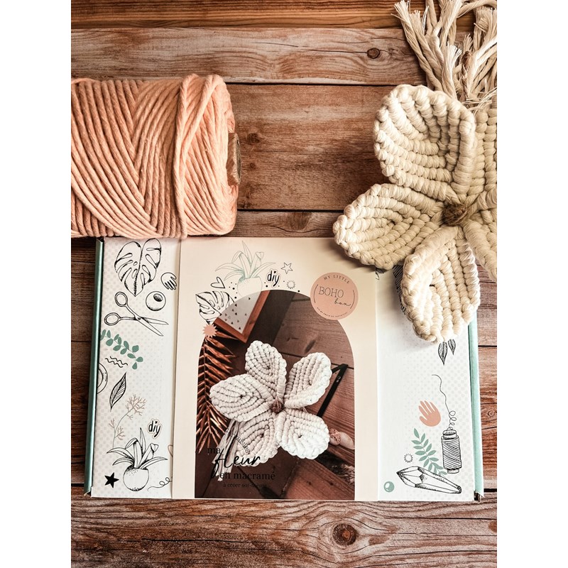 Kit diy ma fleur en macramé - corail