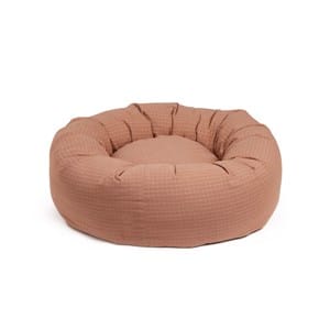 Hygge, coussin rond coton bio corail m