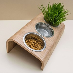 Buvo, gamelle ergonomique chat en chêne