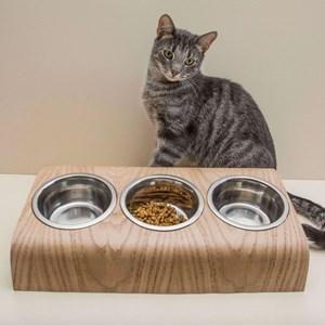 Buvo, gamelle ergonomique chat en chêne