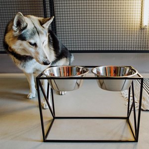 Yumi, gamelle surélevée en métal noir l