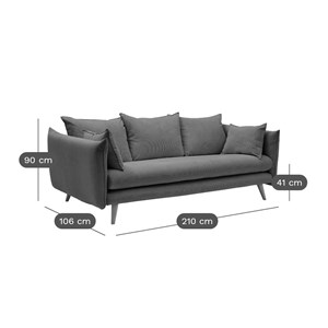 Canapé velours anthracite 4 places