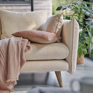 Canapé velours beige 3 places