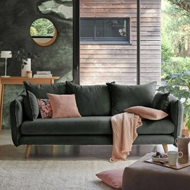 Canapé velours vert cèdre 3 places