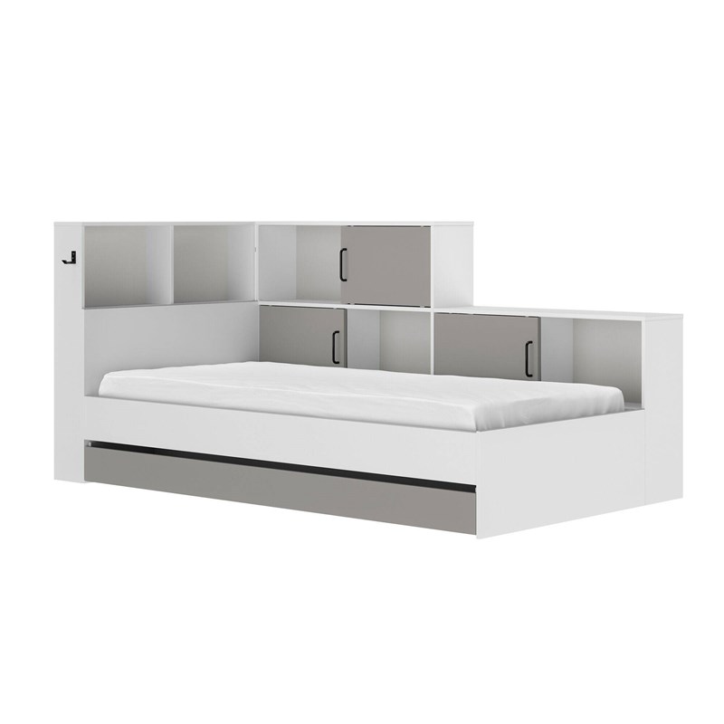 Camif - Lit gabin 90 x 200 cm blanc et gris