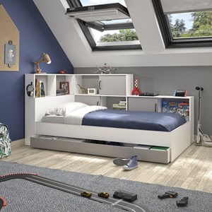 Lit gabin 90 x 200 cm blanc et gris