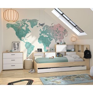 Lit gabin 90 x 200 cm blanc et bois