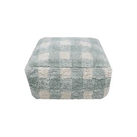 Pouf vichy bleu sauge 20x40x40 cm