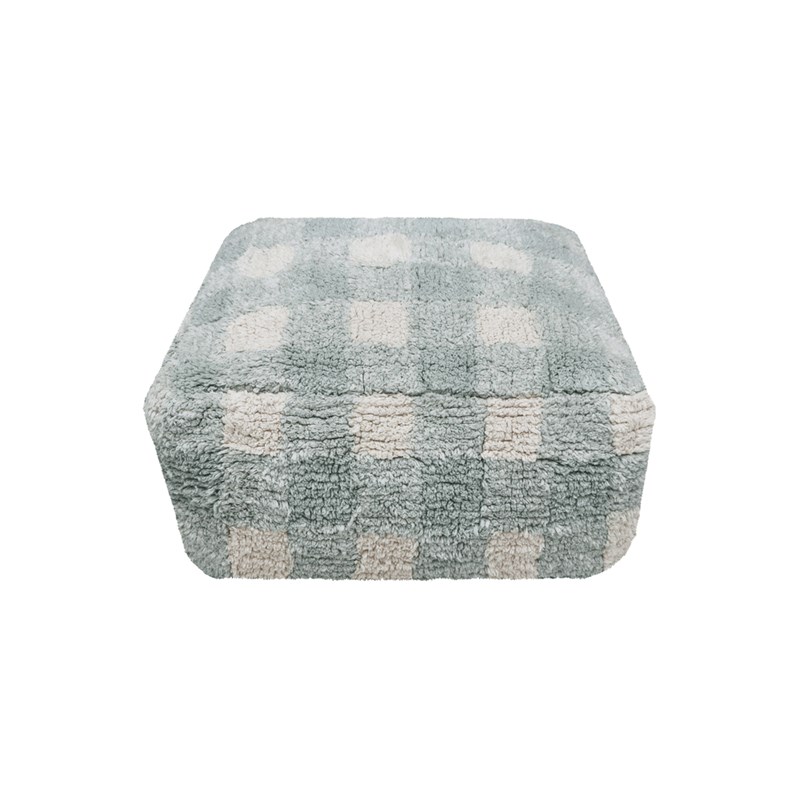 Lorena Canals - Pouf vichy bleu sauge 20x40x40 cm