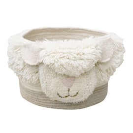 Panier en laine blanc 30x27x 22 cm