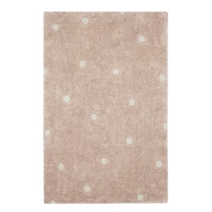 Tapis lavable en coton rose 100x150 cm