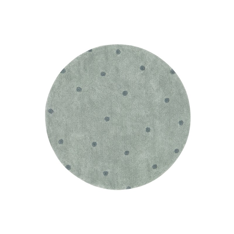 Lorena Canals - Tapis lavable dot bleu sauge 140x140 cm