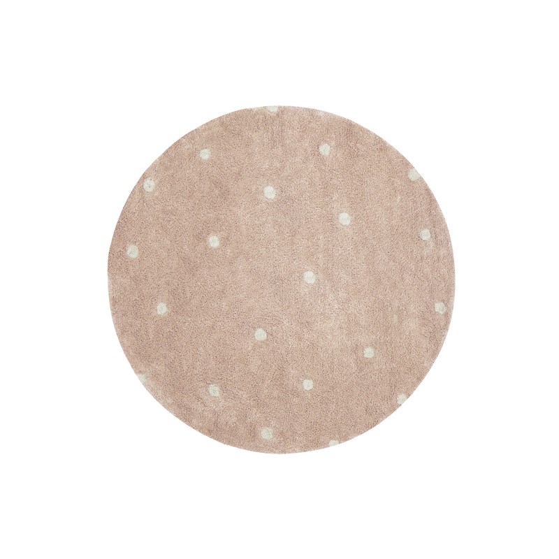 Lorena Canals - Tapis lavable rond dot rose 140x140 cm