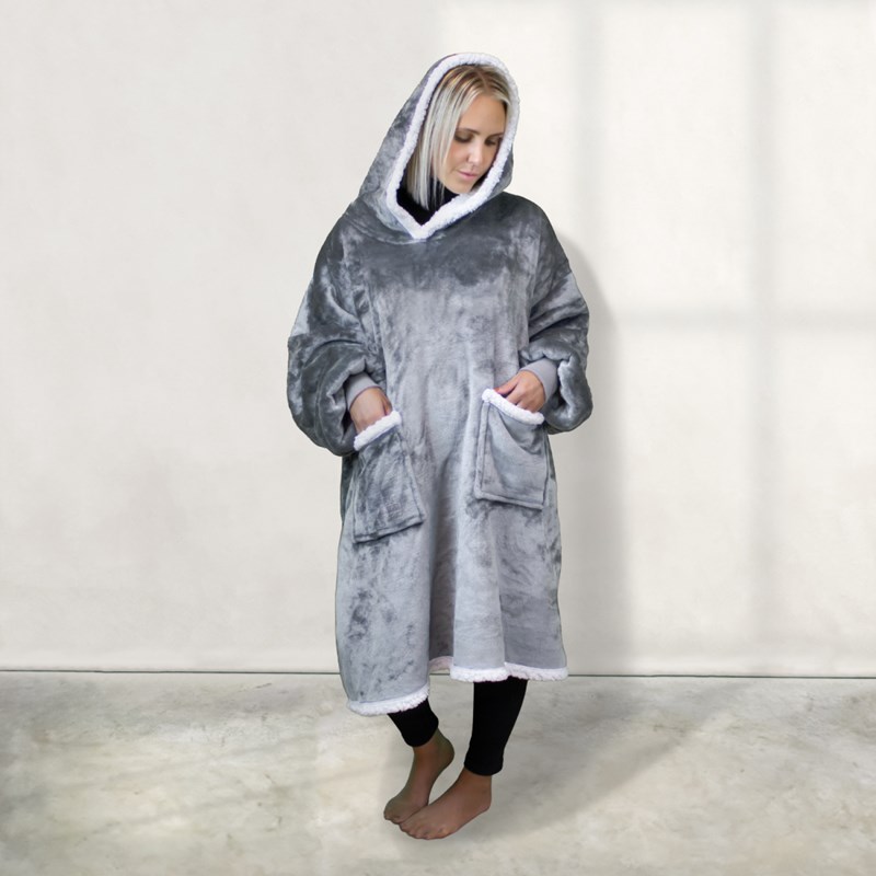 Sweat capuche + poches - sherpa flanelle