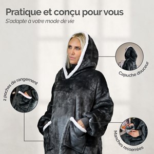Sweat capuche + poches - sherpa flanelle