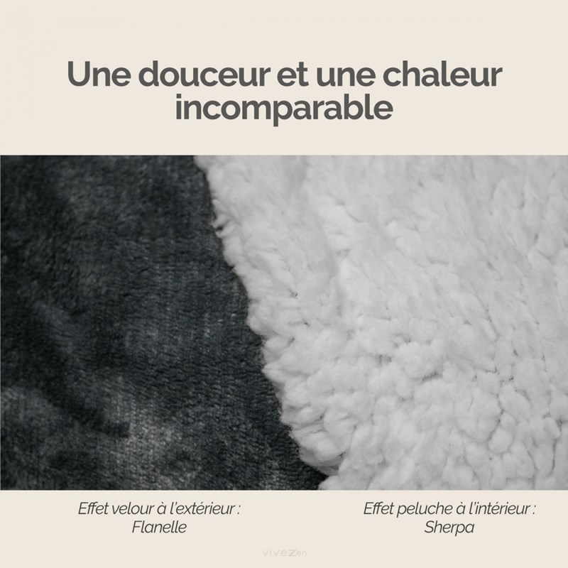 Sweat capuche + poches - sherpa flanelle (Vivezen) - Image 3