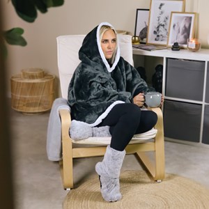 Sweat capuche + poches - sherpa flanelle