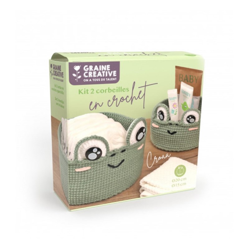 Kit 2 corbeilles grenouilles en crochet
