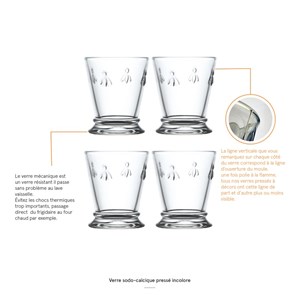 Coffret de 4 verres, abeille