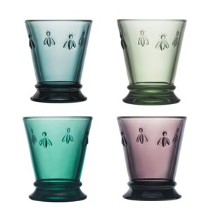 Coffret de 4 verres couleurs, abeille