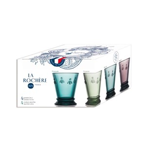 Coffret de 4 verres couleurs, abeille