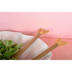 Couverts à salade papillon doré