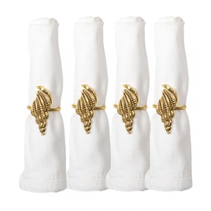 Lot de 4 ronds de serviettes coquillages dorés