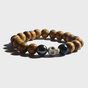 Bracelet homme en bois et tête de mort