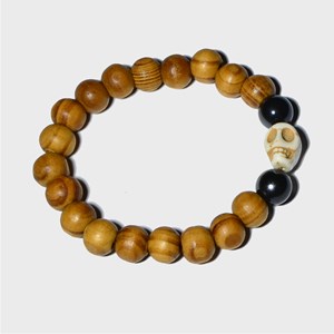 Bracelet homme en bois et tête de mort