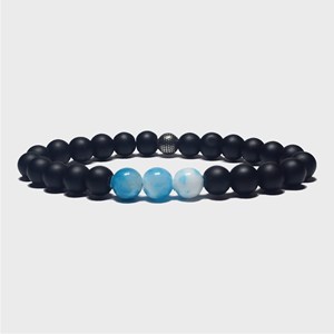 Bracelet homme noir et jade bleu