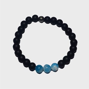 Bracelet homme noir et jade bleu