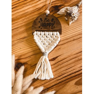 Diffuseur macramé bois - be happy écru