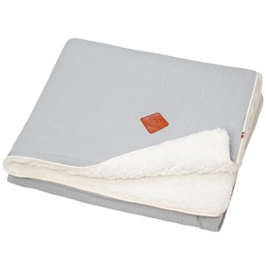 Couverture gaze de coton et sherpa gris