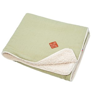 Couverture gaze de coton et sherpa vert