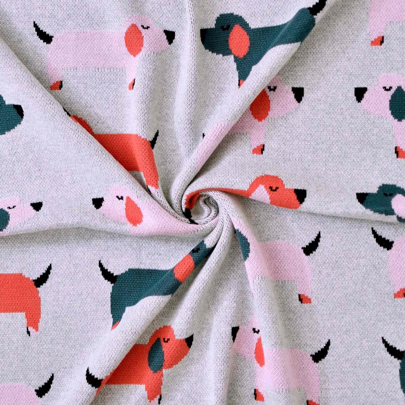 Couverture coton bio gots teckel rose