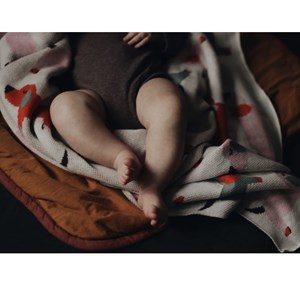 Couverture coton bio gots teckel rose