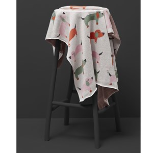 Couverture coton bio gots teckel rose