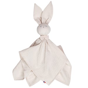 Doudou lapin en gaze de coton beige 50