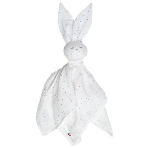Doudou lapin en gaze de coton blanc à