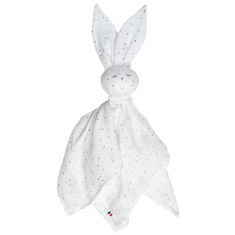 Doudou lapin gaze de coton jeanne blanc