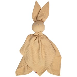 Doudou lapin en gaze de coton biscuit